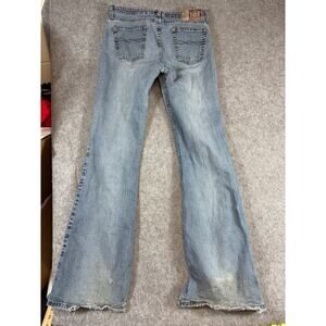 Vintage Lei Flared Jeans Womens 11 Juniors Blue Light Wash Denim Distressed Y2K